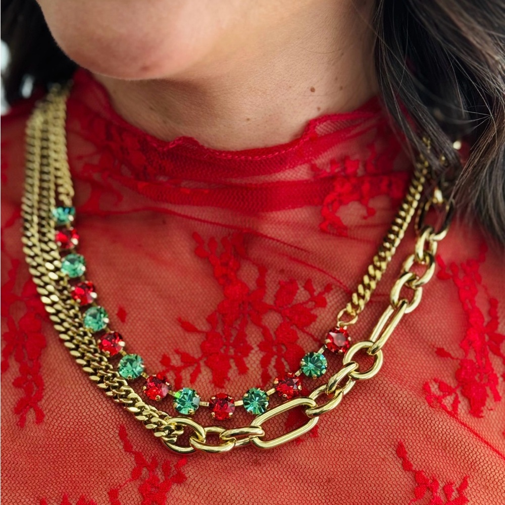 TOVA Cricket Necklace Red/Green